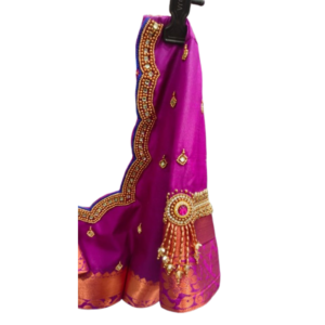 Royal purple silk blouse with heavy stone work border and sleeve tassel motif design – iboutik.in