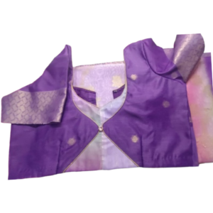 Royal purple jacket style blouse with sheer front panel and overlap designer pattern – iboutik.in