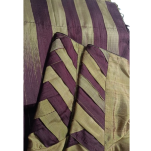 Beige gold and wine purple stripe silk blouse design for saree custom stitching – iboutik.in